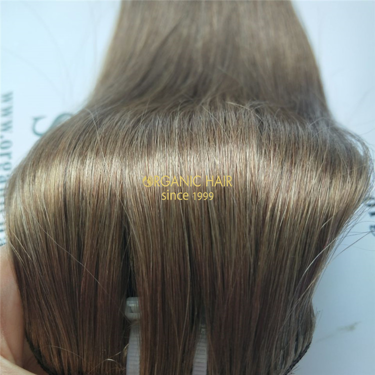 Human hair clip for extensions brown color X63